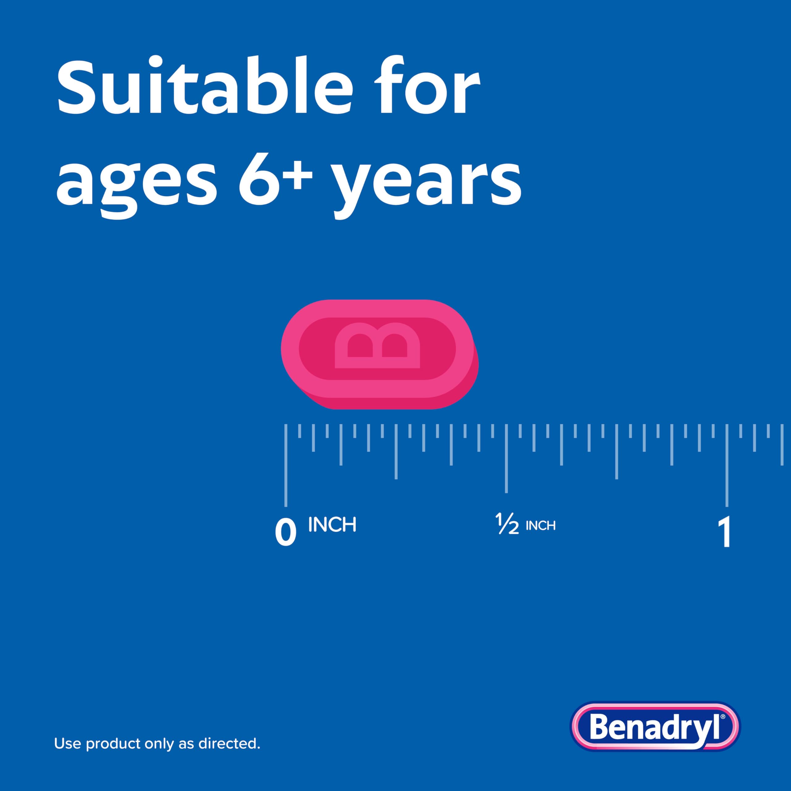 Utilisation adaptée adultes et enfants à partir de 6 ans avec Benadryl Ultratabs.