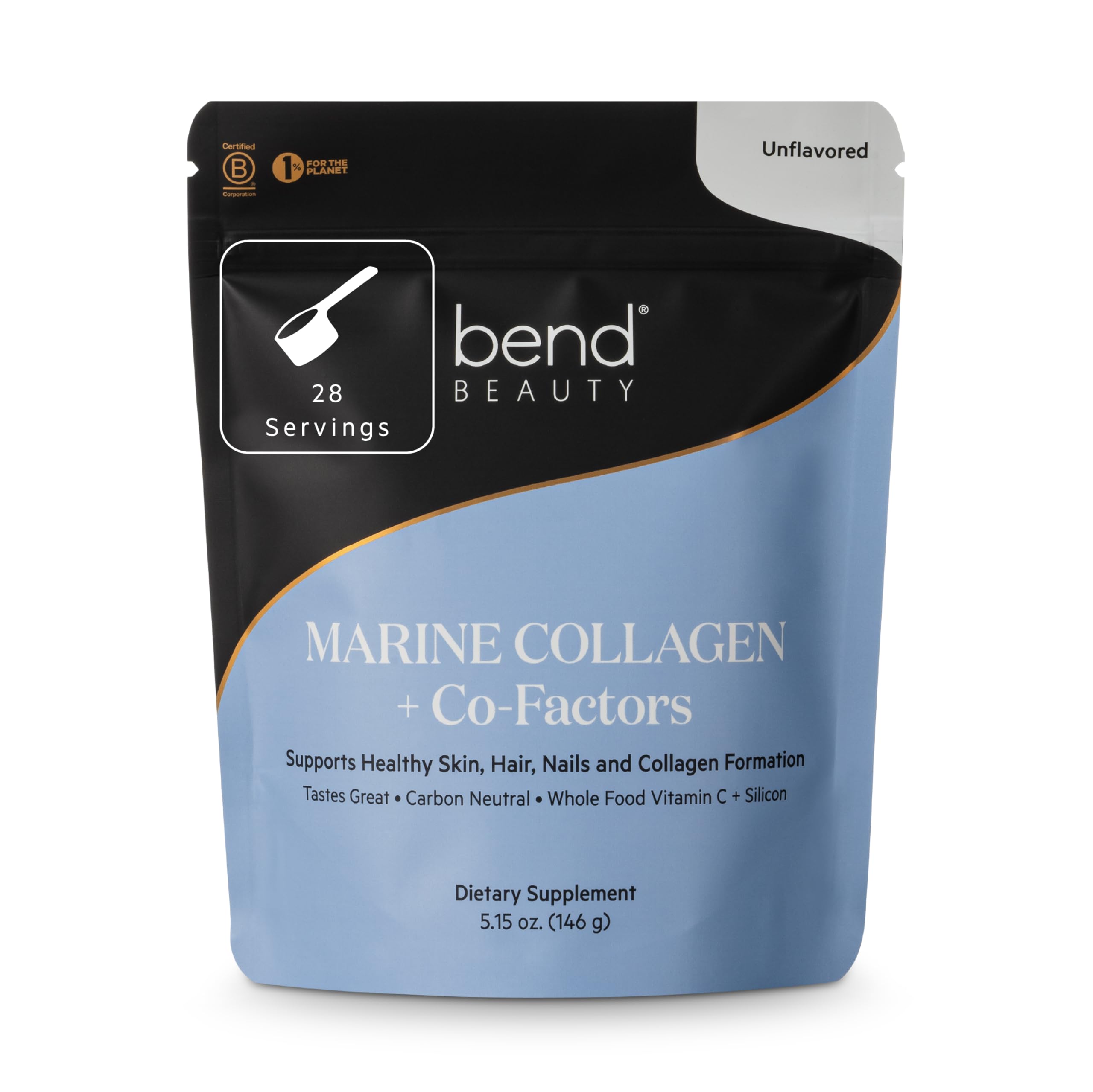 Bend Beauty Marine Collagen Hydrolysé, bouteille visible, peut favoriser l’élasticité de la peau.