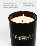 Bougie Benevolence LA cire de soja, combustion plus propre et durable pour votre salon.