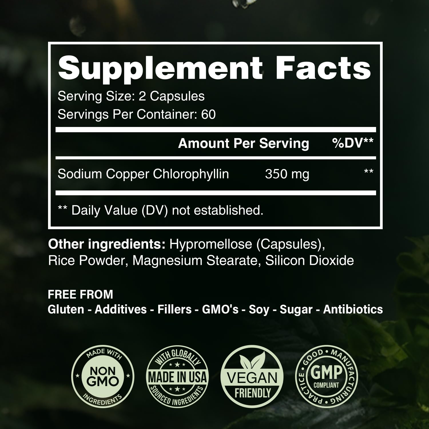Capsules Benevolent Chlorophylle 350 mg, soutien potentiel à l’immunité.
