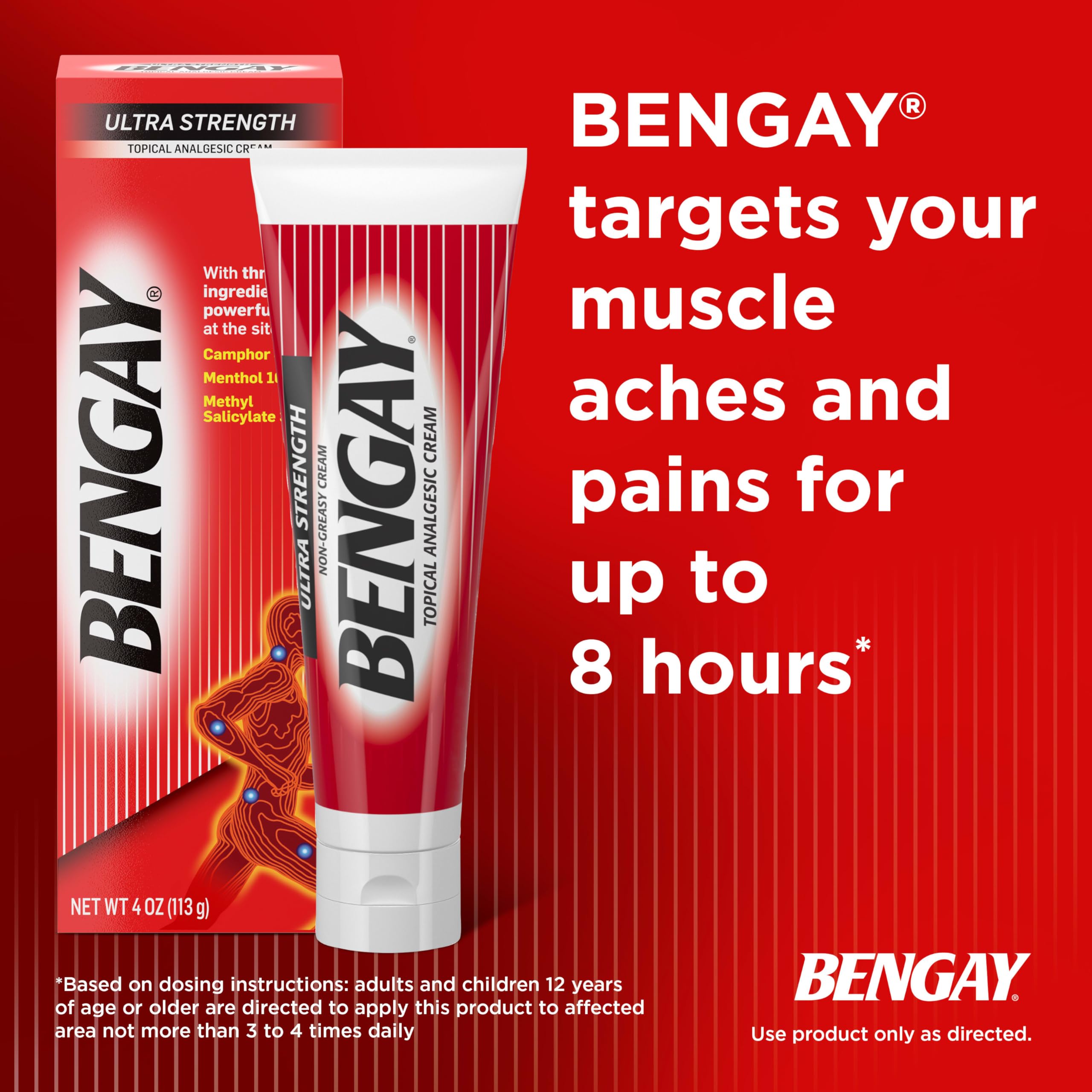 Bengay Ultra Force – effet frais menthol camphre, sensation de fraîcheur.