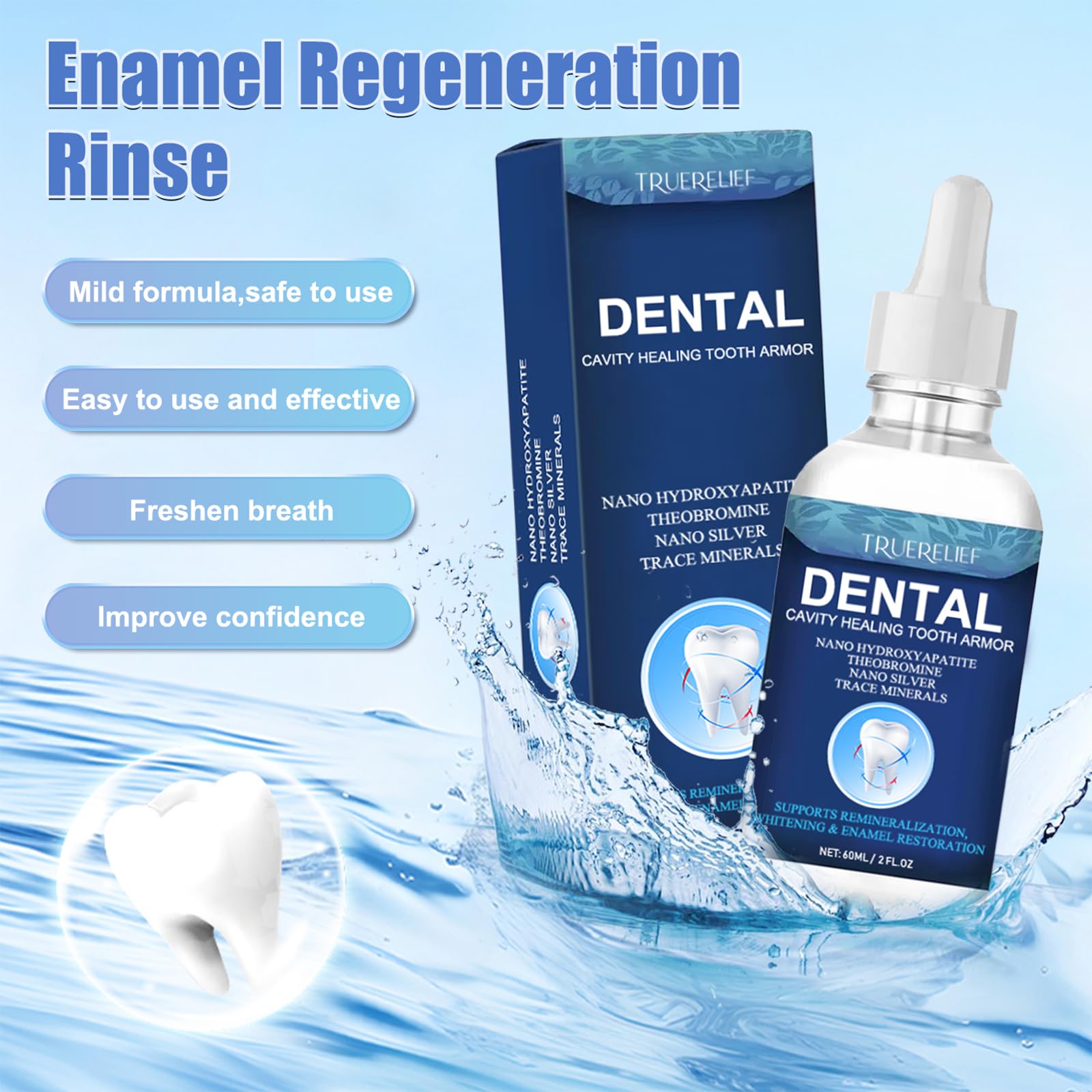 BENIX Armure Dents texture mineralisation: texture fluide couvrant les surfaces dentaires