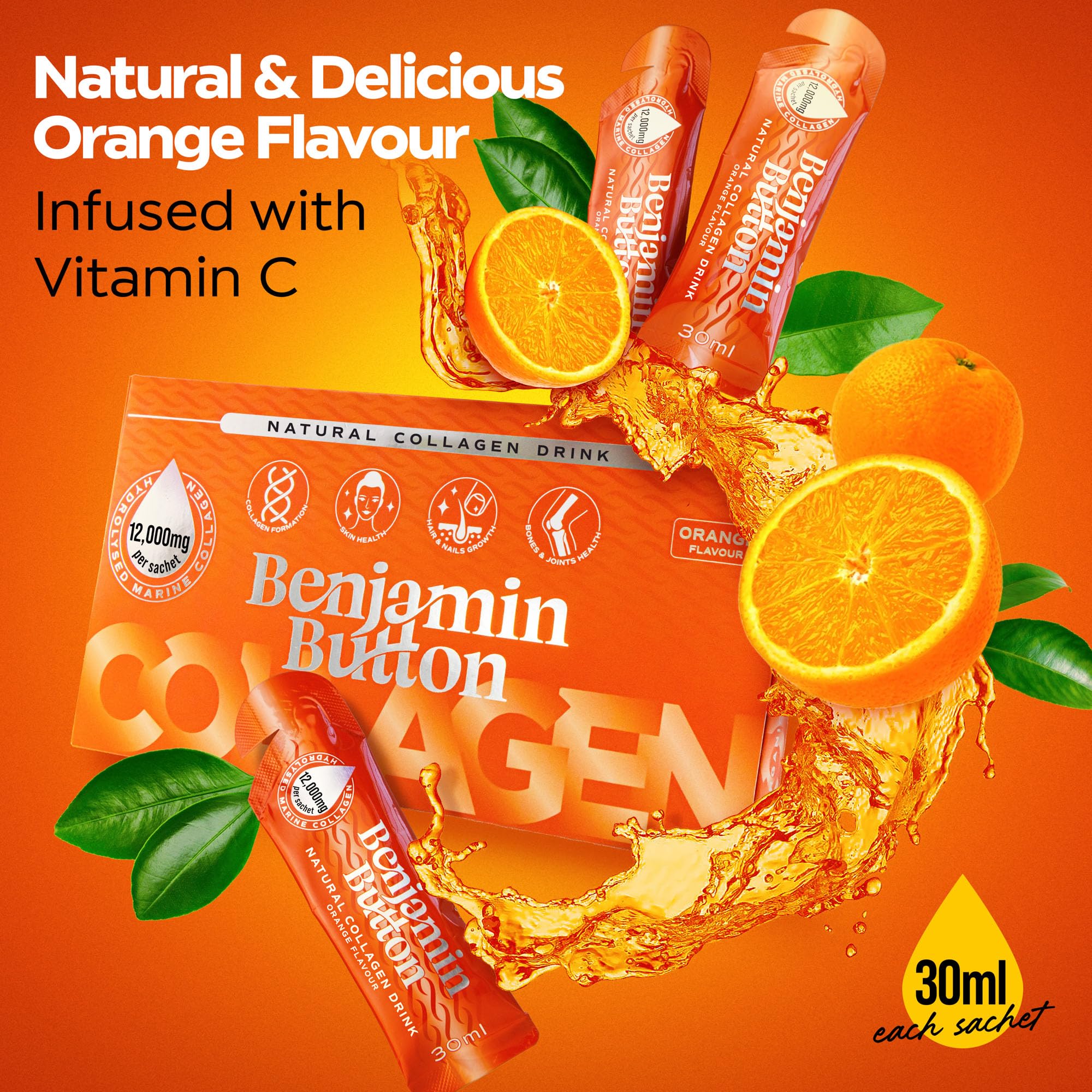 Benjamin Button emballage 14 sachets pour deux semaines de routine.