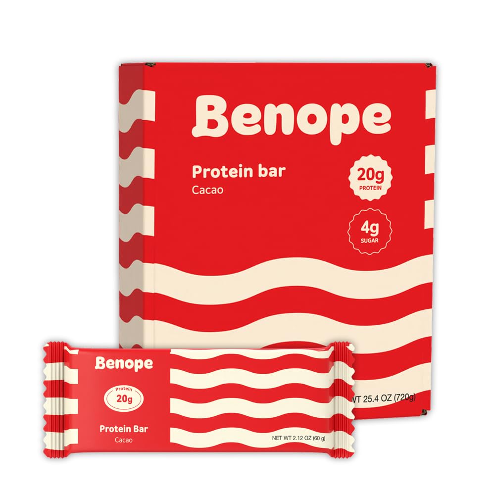 BENOPE barre protéinée cacao, emballage 60 g, collation pratique et gourmande.