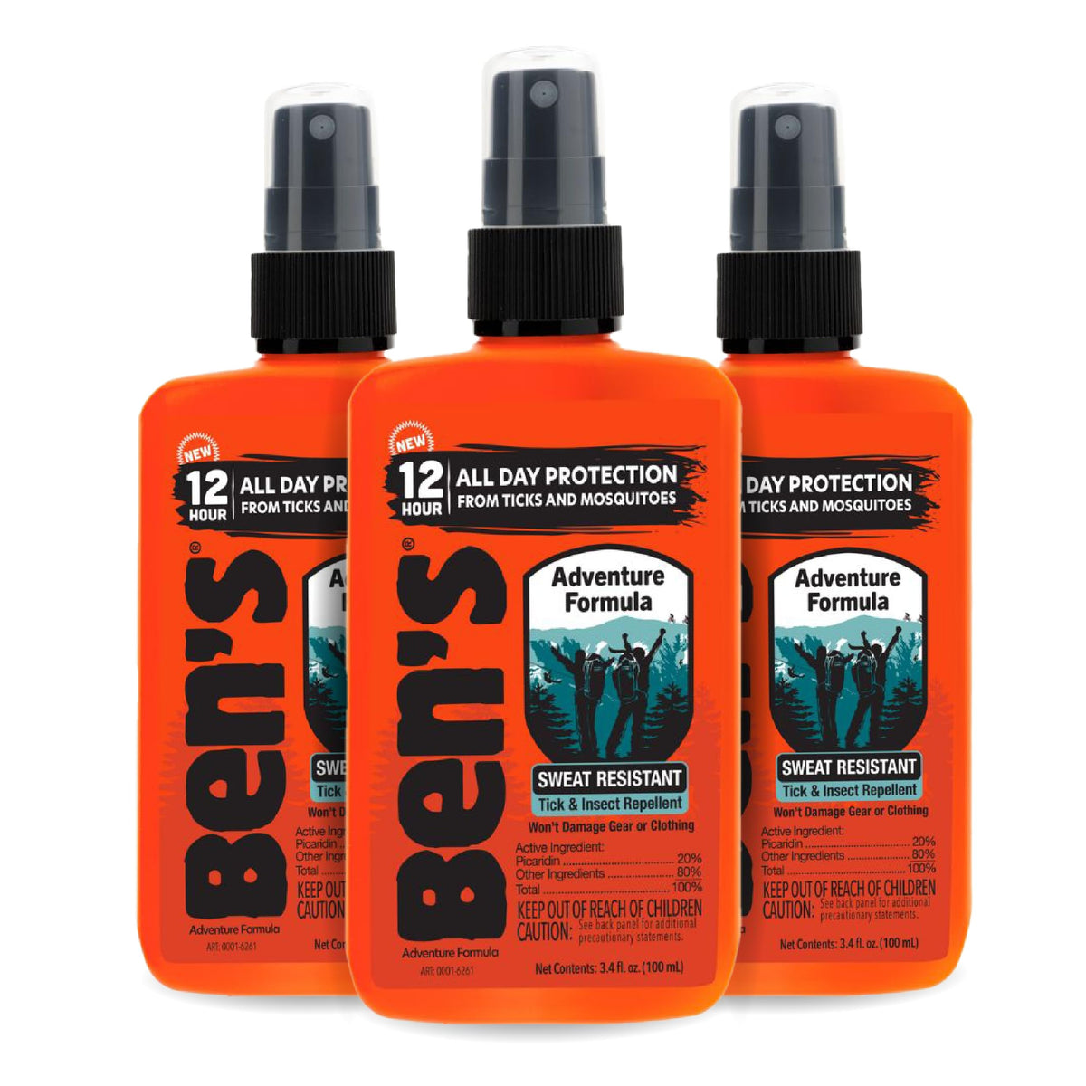 Ben's Adventure Formula, pack de trois bouteilles, protection longue durée pour l'extérieur.