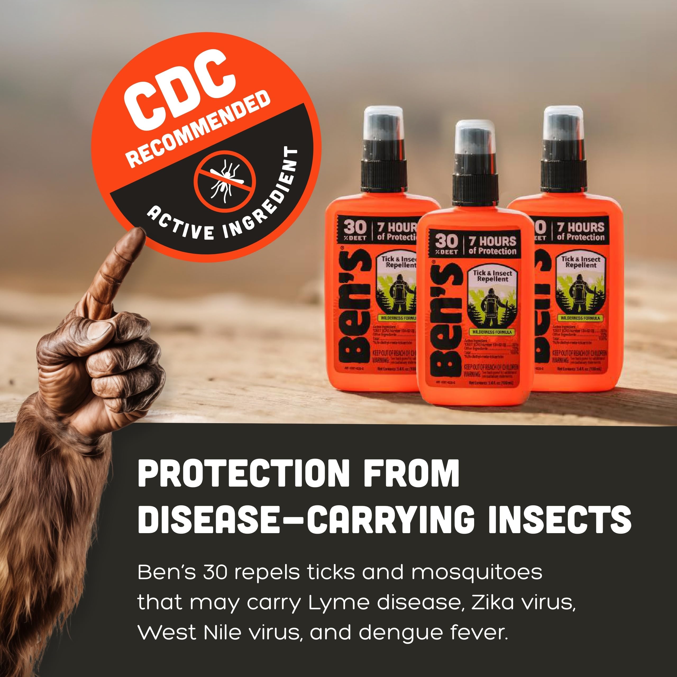 Étiquette DEET 30% indiquant une protection potentielle contre moustiques.