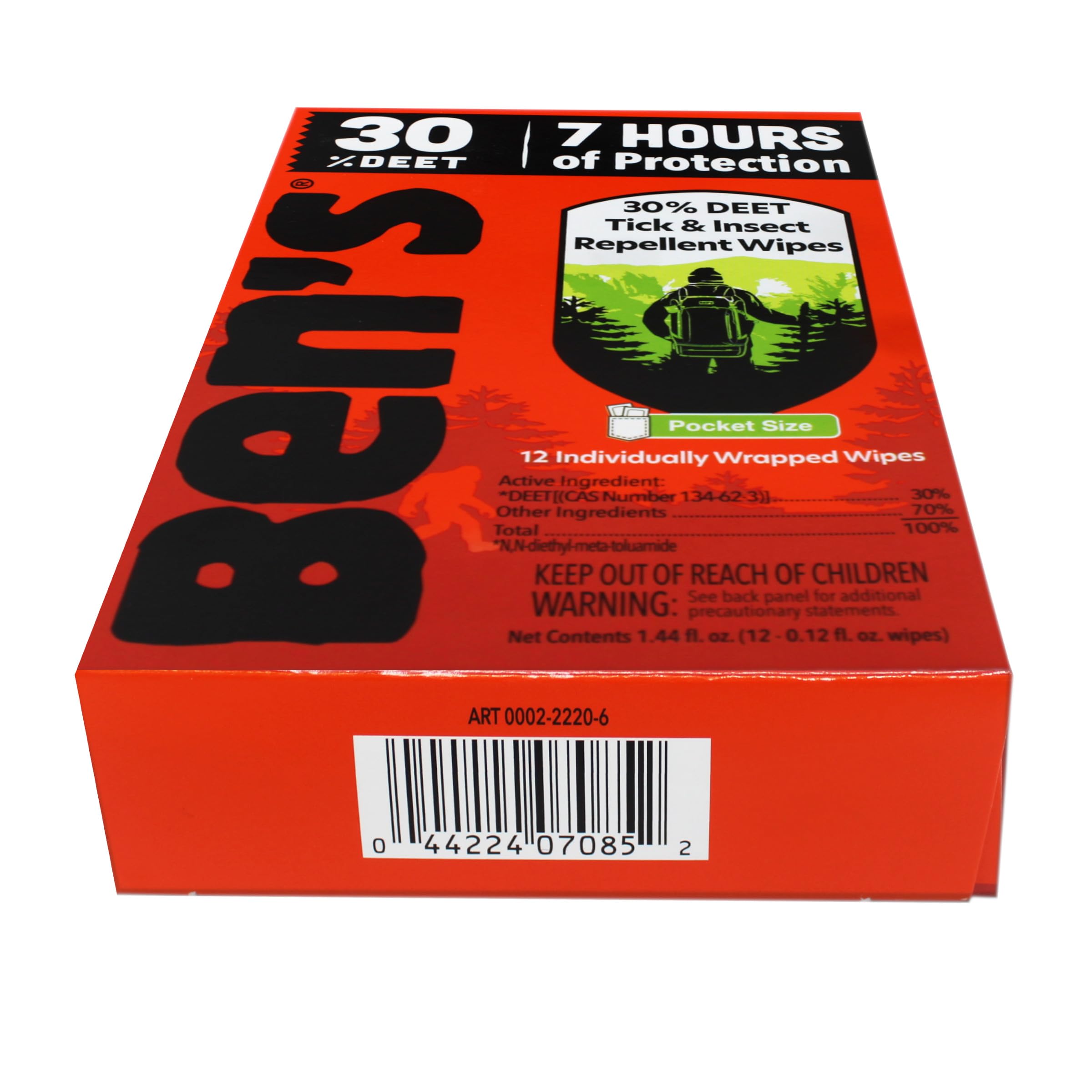 Lingettes Ben's DEET 30% pour camping et voyage, protection extérieure lors d’activités.