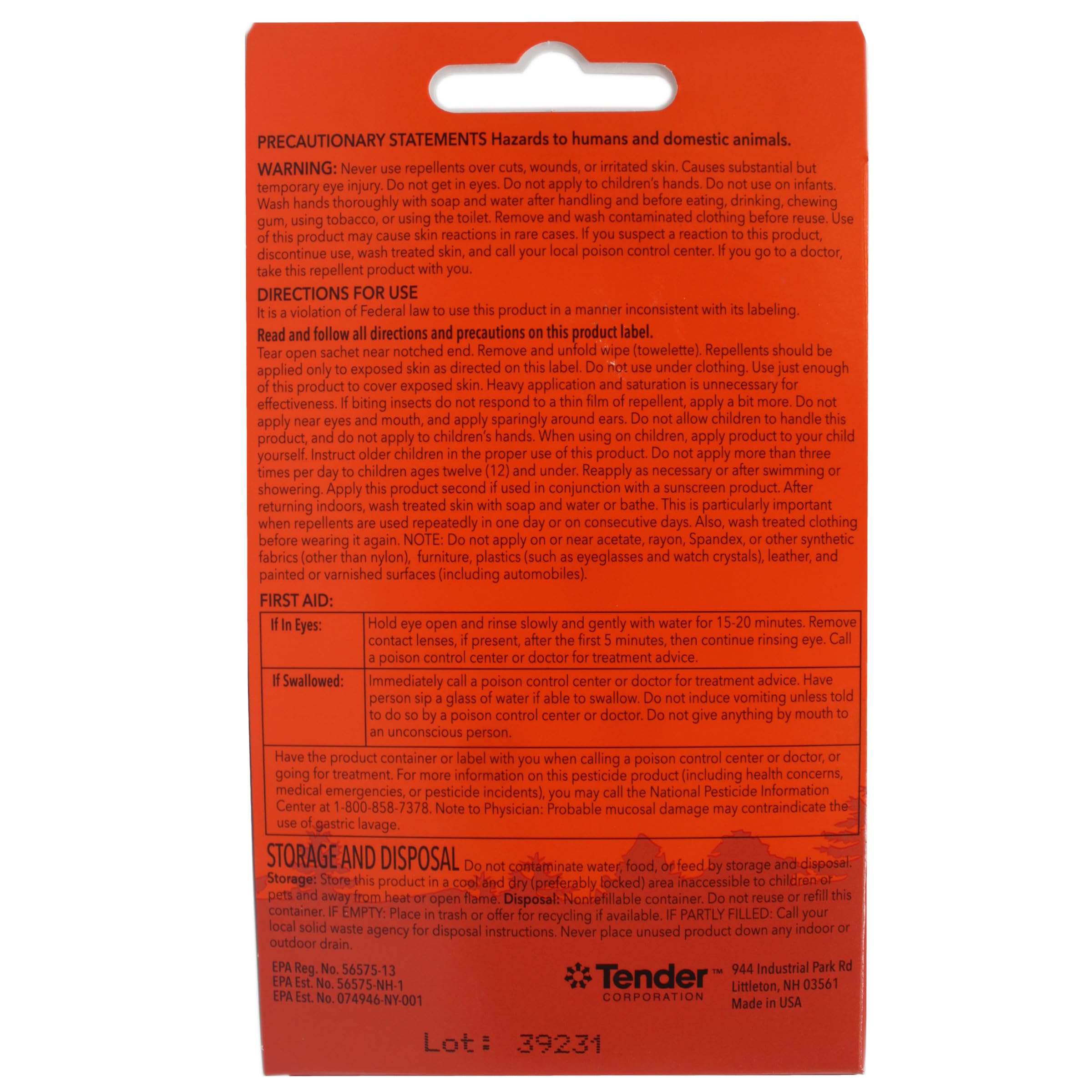 Lingettes Ben's DEET 30% en emballage individuel, faciles à emporter en déplacement.