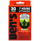 Lingettes Ben's DEET 30% en plein air, protection portable et durable.