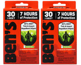 Lingettes Ben's DEET 30% pour le visage et le cou, application pratique lors de sorties.
