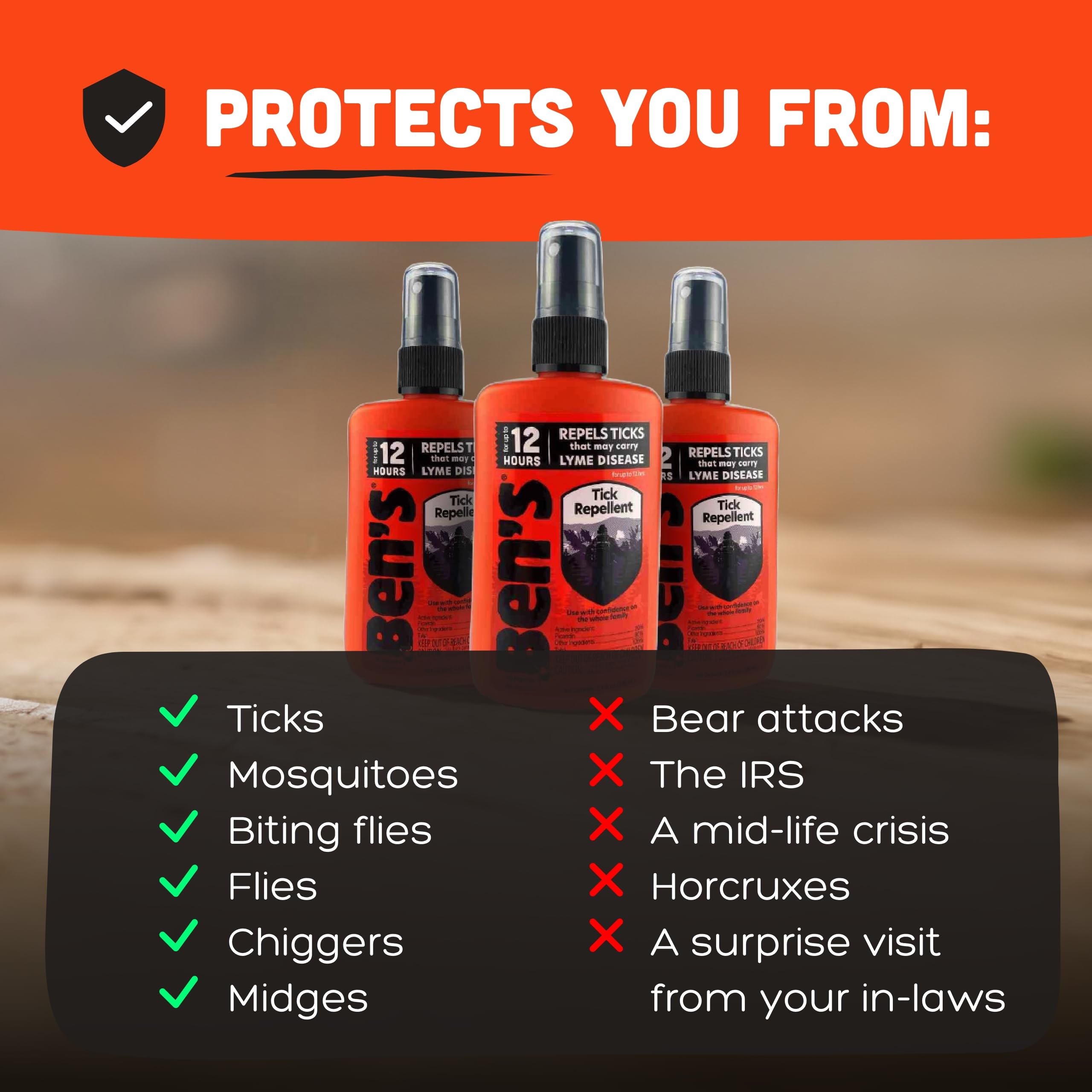 Ben's Tick Repellent, ingredient-picaridin-20, formulation efficace contre les insectes.