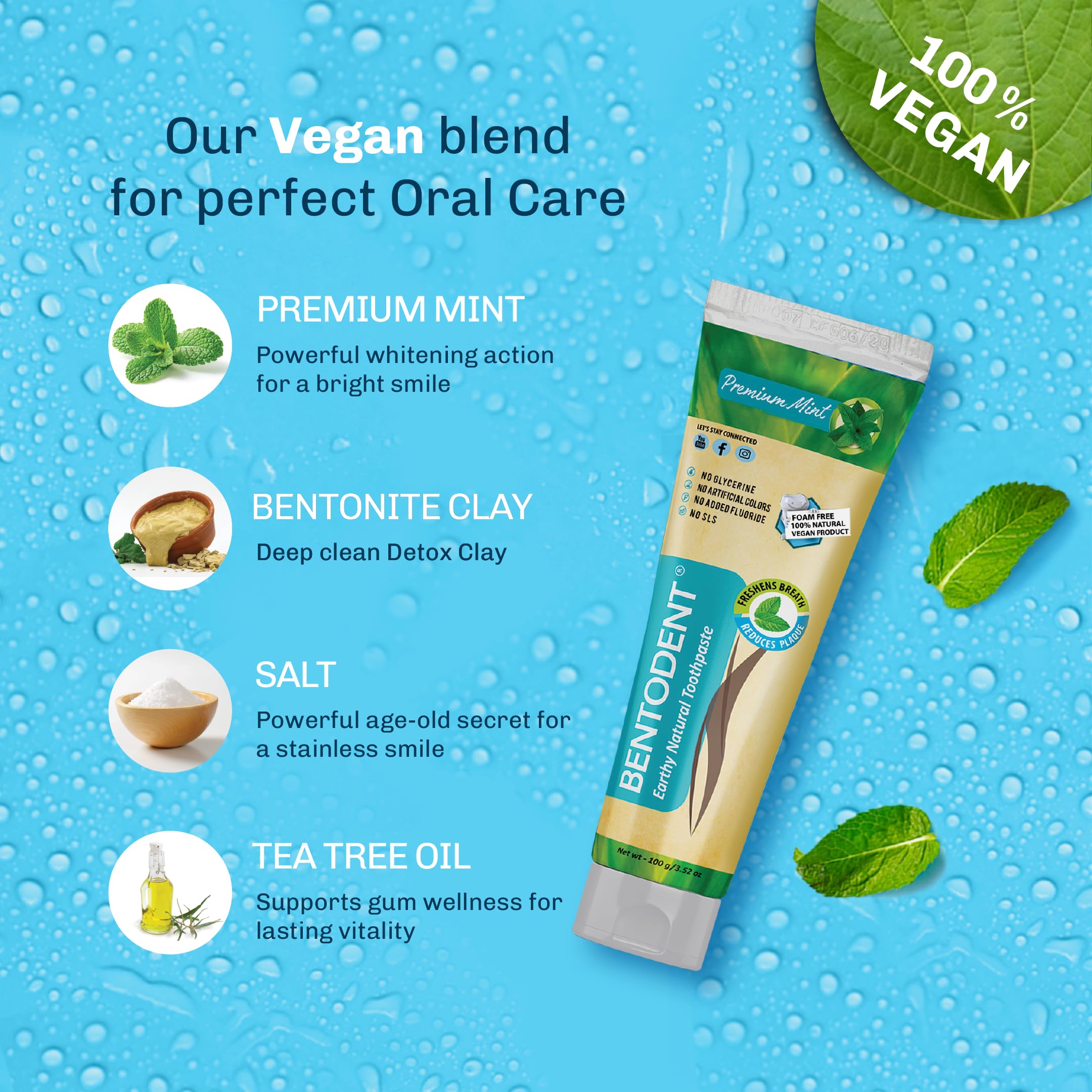 Bentodent dentifrice ingrédients naturels pour une routine douce et sans fluor