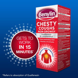 Benylin Toux du Poitrine - étiquette lisible, informations essentielles sur le produit.