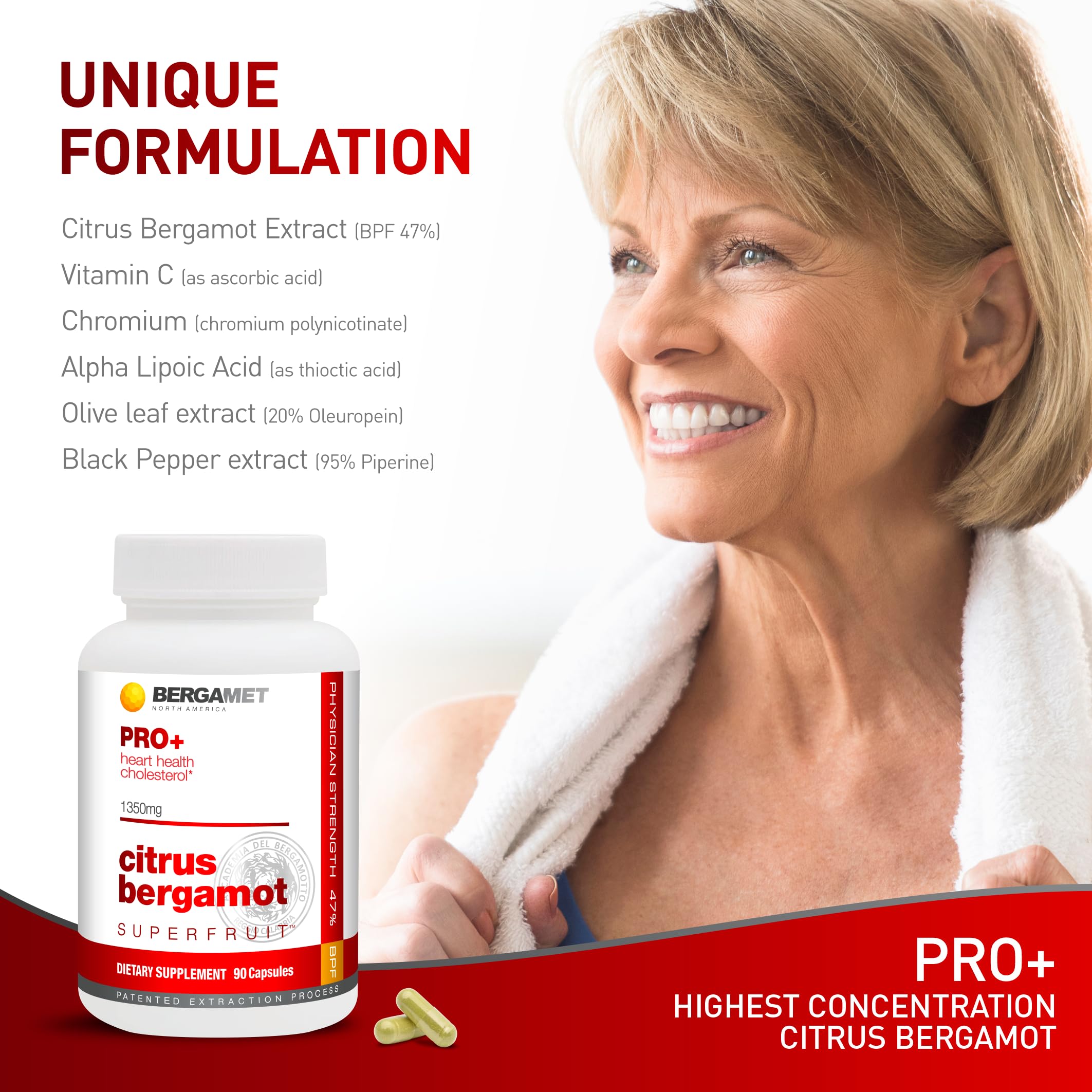 BergaMet Citrus Bergamot ProPlus – laboratoire certifié USA assurant la traçabilité.