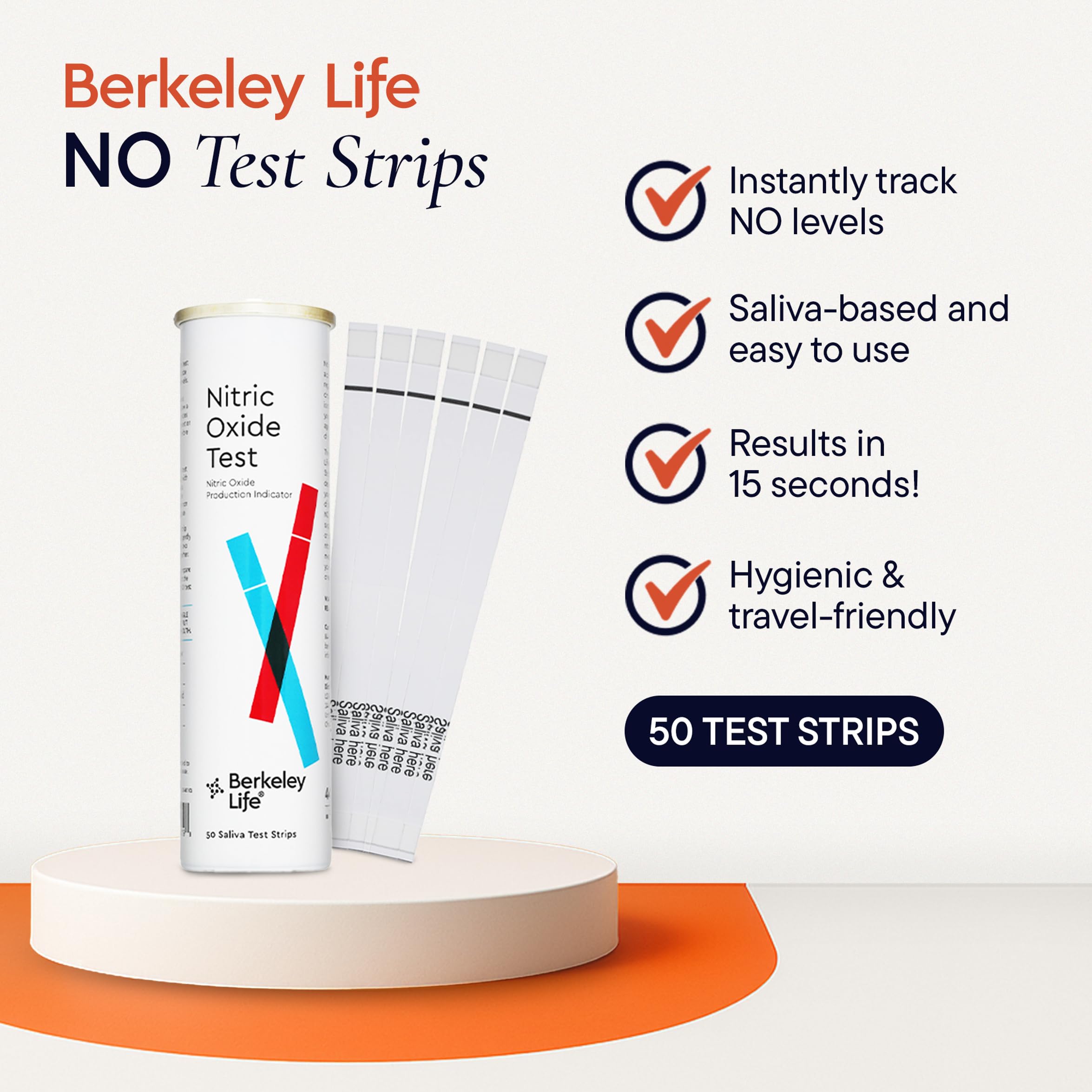 Bandes de test nitrique Berkeley Life sur langue pour test NO rapide.