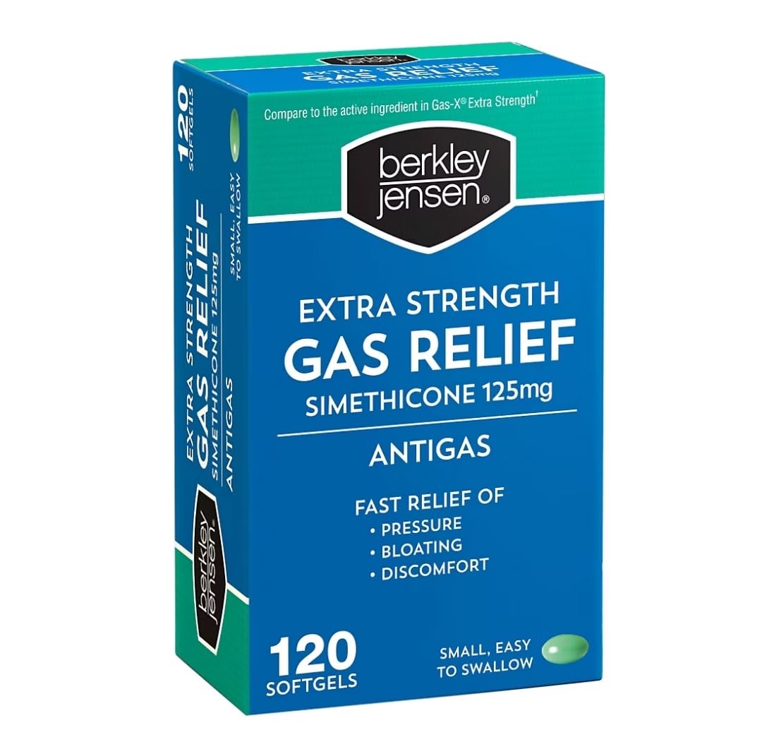 Berkley Jensen : bouteille gélules siméthicone 125 mg pour soulagement rapide.