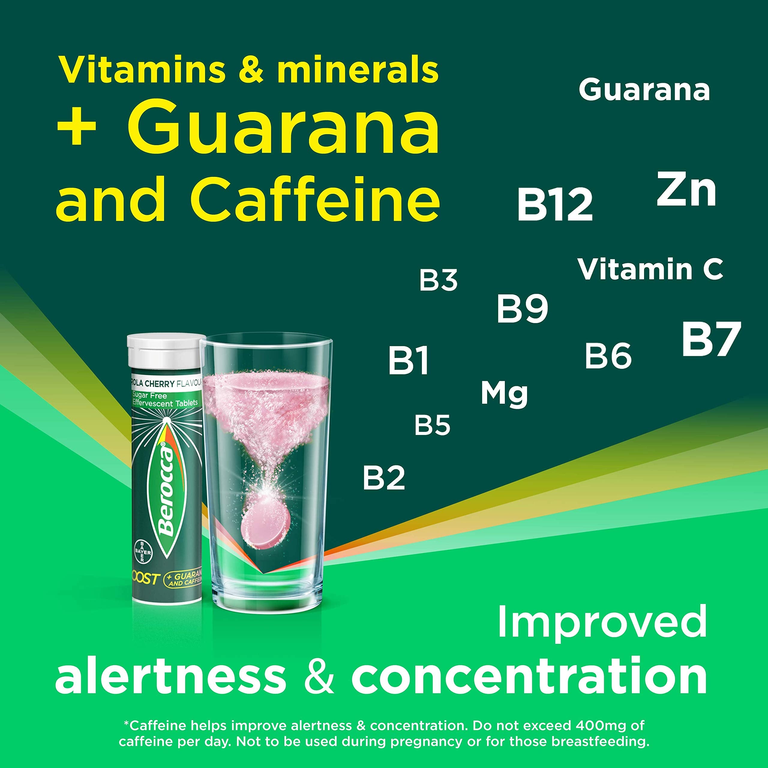 Berocca Boost verre d'eau – boost d'énergie lors de la boisson.