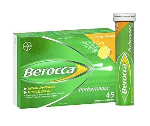 Berocca Orange tablettes efferventes dans l'eau, dissolution rapide.