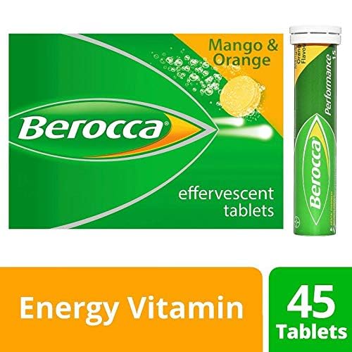 Berocca Orange verre d'eau avec effervescence orangeée et parfum fruité.
