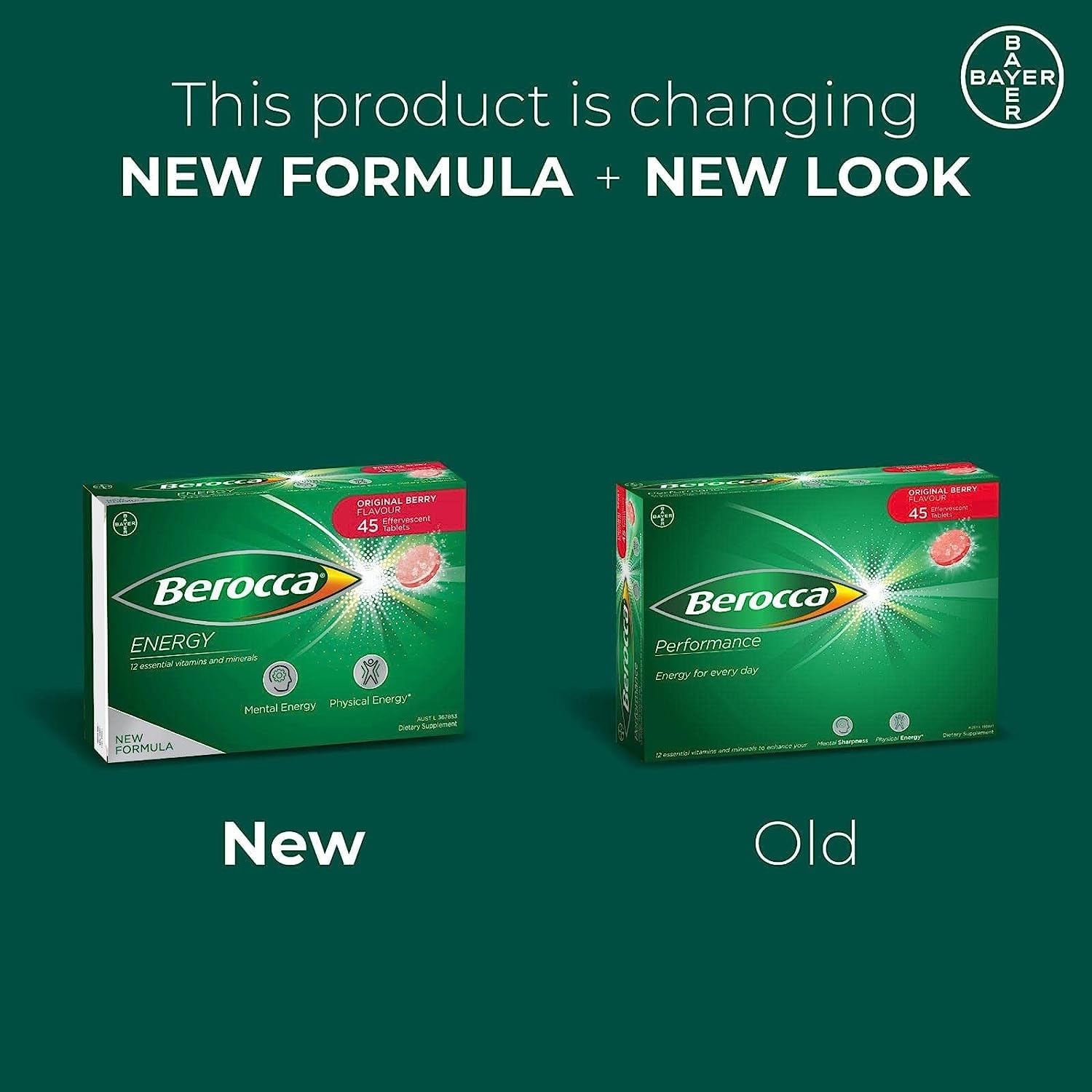Berocca Performance Original – boîte de 45 comprimés, pratique pour une routine quotidienne.
