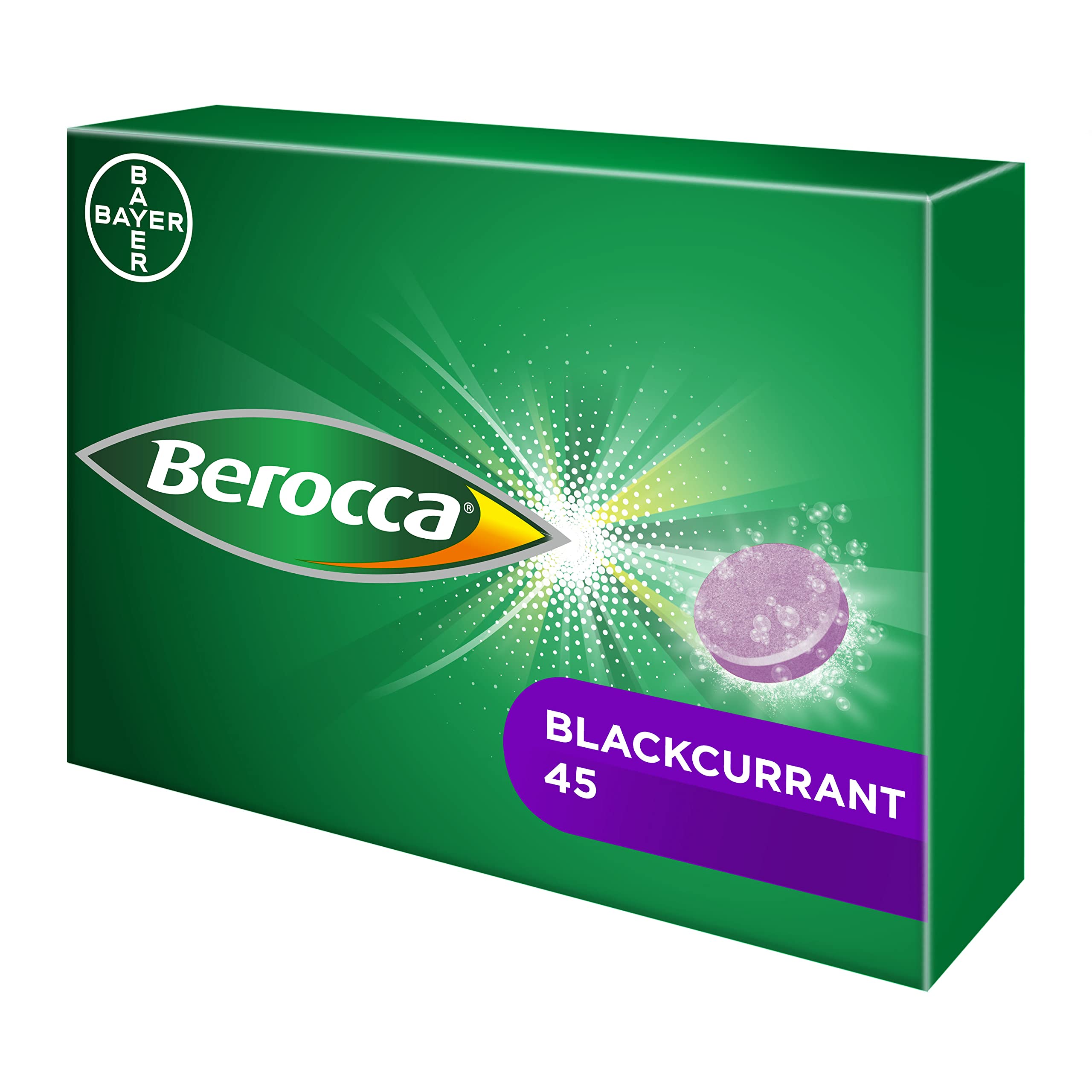 Berocca tablette effervescente – dissolution rapide dans l'eau.