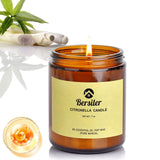 Bougie Bersiler citronnelle et herbe aromatique en avant-plan pour une ambiance estivale
