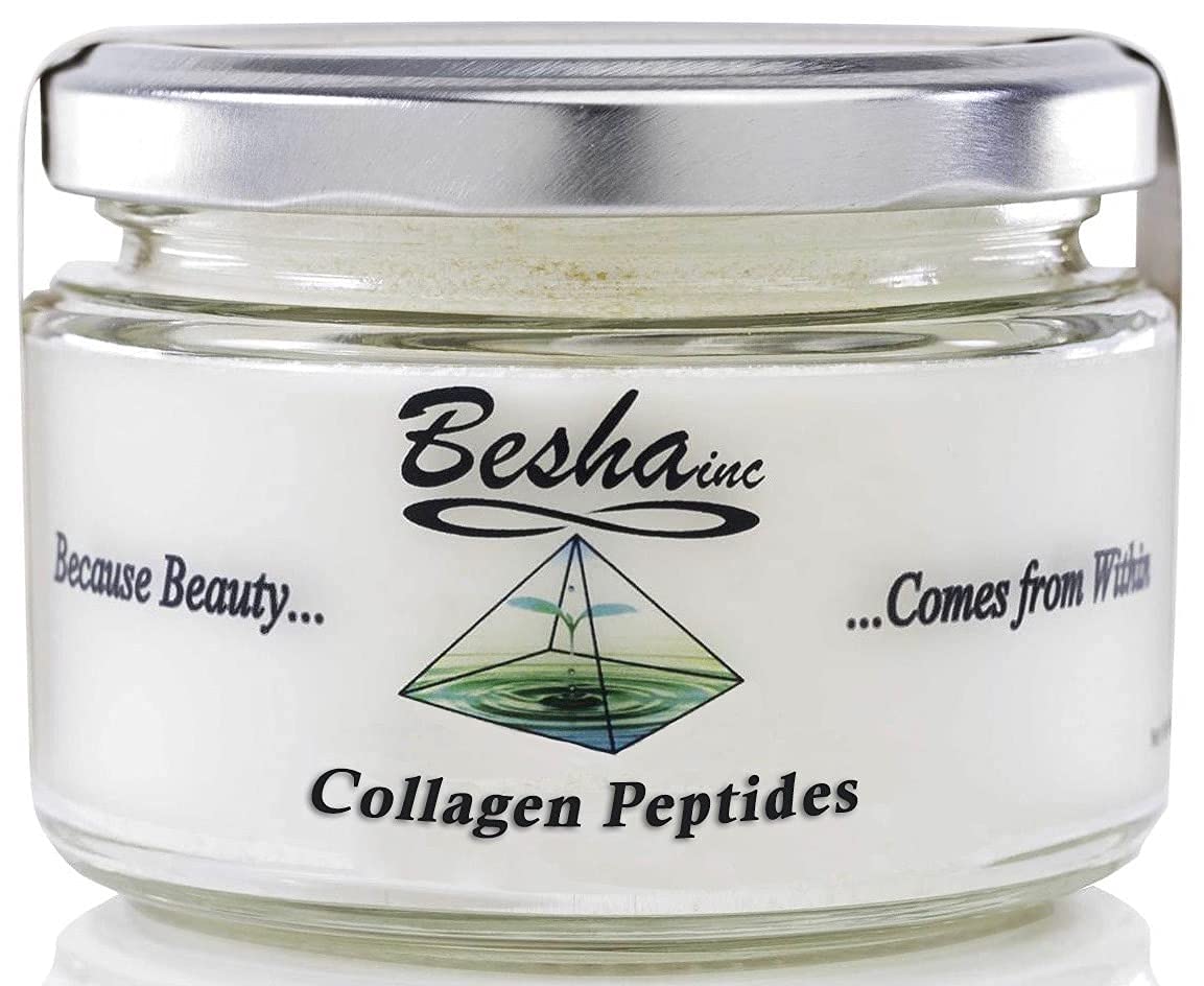 BESHA INC Verisol Collagen dans une bouteille en verre ambré, pratique pour routine beauté.