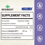 Besibest CoQ10 800 mg, gélules véganes, haute biodisponibilité pour le cœur et le cerveau