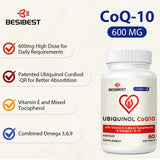 Besibest Ubiquinol 600 mg, capsule molle avec vitamine E.