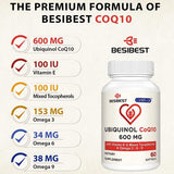 Besibest Ubiquinol 600 mg: vitamine E ajoutée, antioxydant potentiel