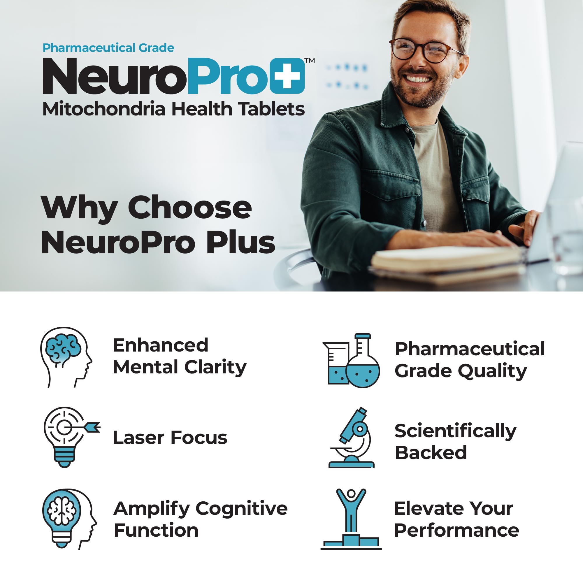 Best 365 Labs NeuroPro+ tablettes dans un verre, facilité d'utilisation quotidienne.