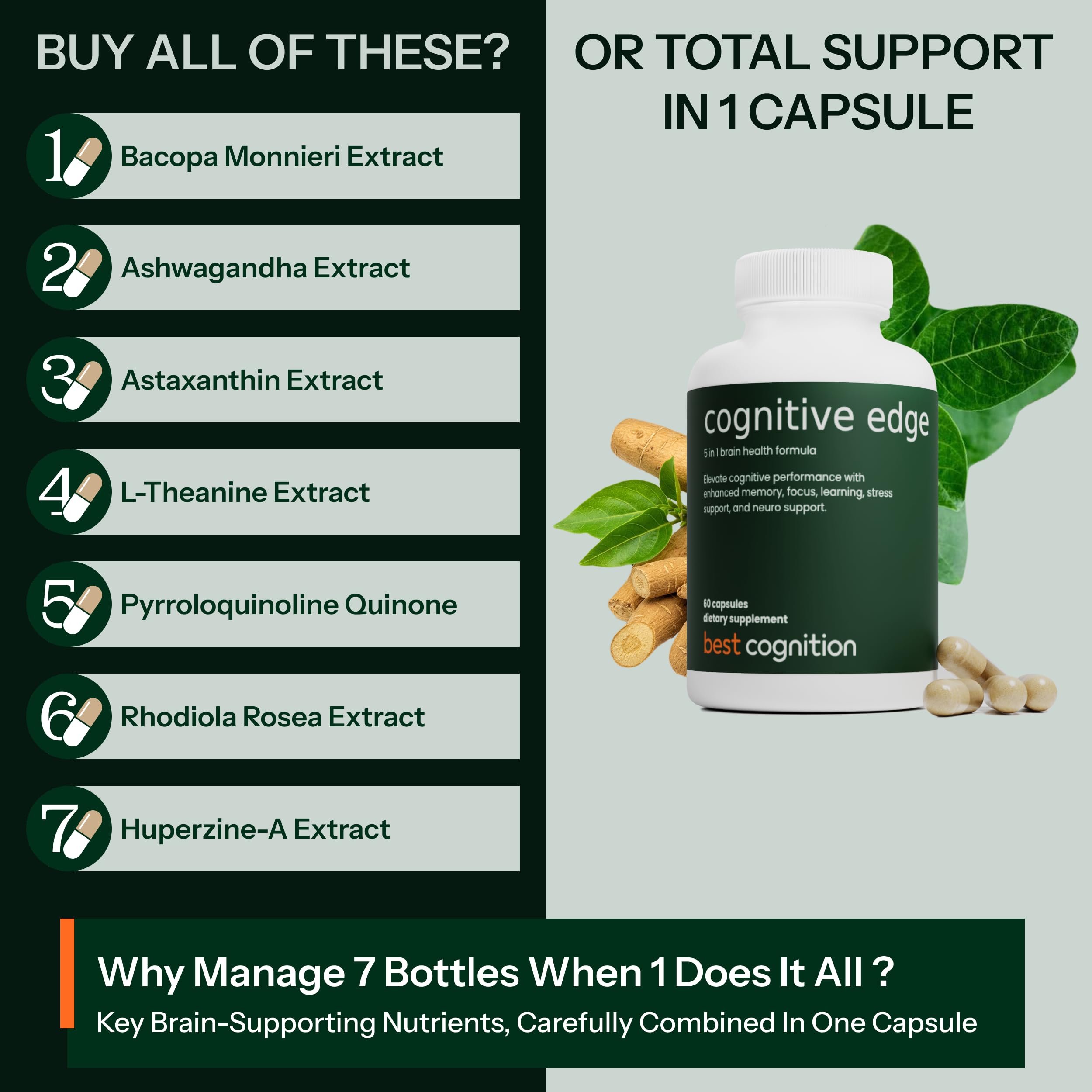 BEST COGNITION Cognitive Edge - capsules prêtes à l’emploi pour une routine quotidienne