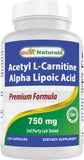 Best Naturals Acétyl L-Carnitine en bouteille, soutien potentiel au métabolisme et énergie.