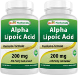Best Naturals Acide alpha-lipoïque 200 mg – bouteille avec gélules faciles à intégrer à la routine