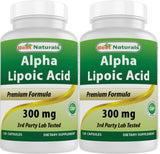 Best Naturals Acide Alpha-Lipoïque 300 mg dans une bouteille pratique pour usage quotidien.