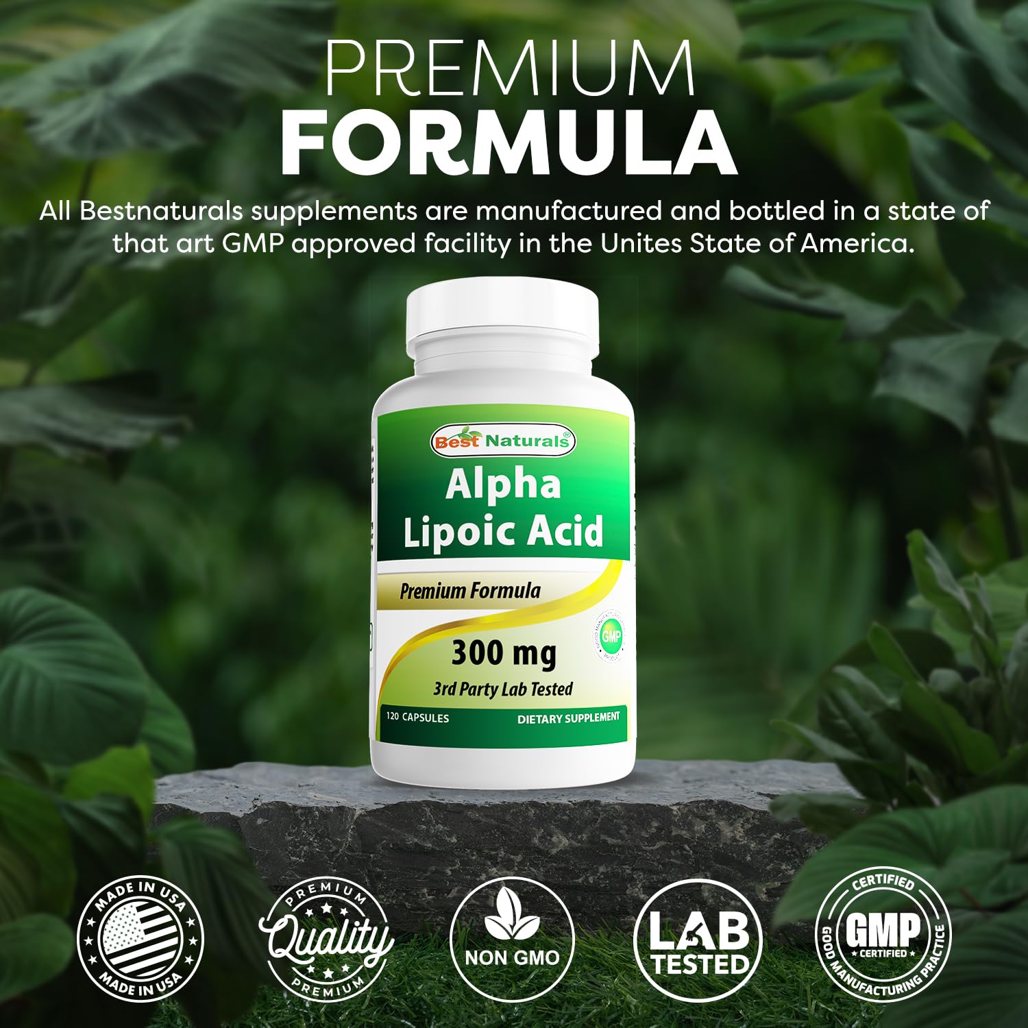 Best Naturals Acide Alpha-Lipoïque 300 mg – dosage quotidien recommandé sur l’emballage