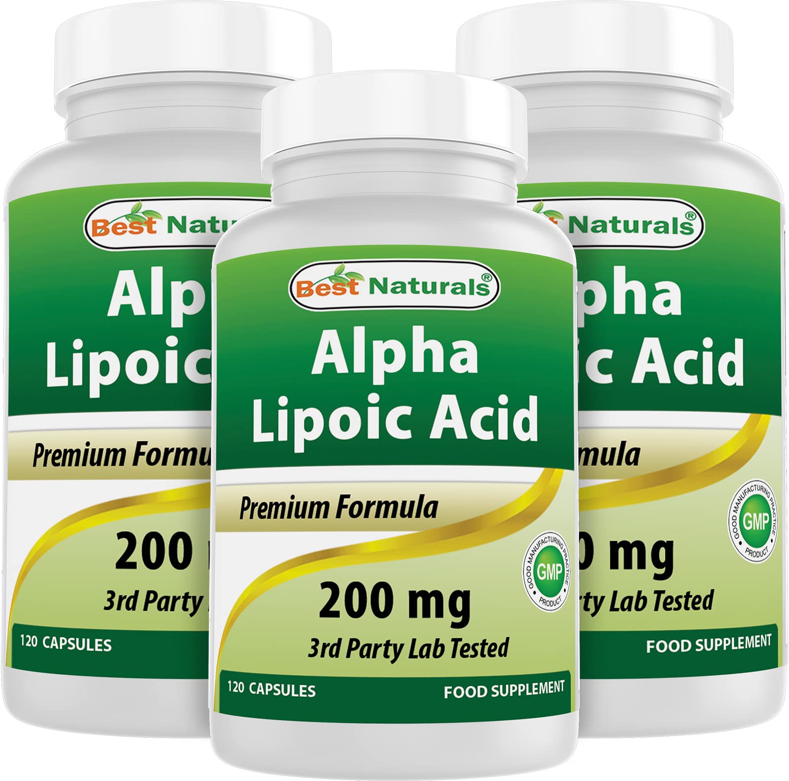 Best Naturals Acide Alpha-Lipoïque, bouteille 200 mg, gélules faciles à avaler et pratiques.