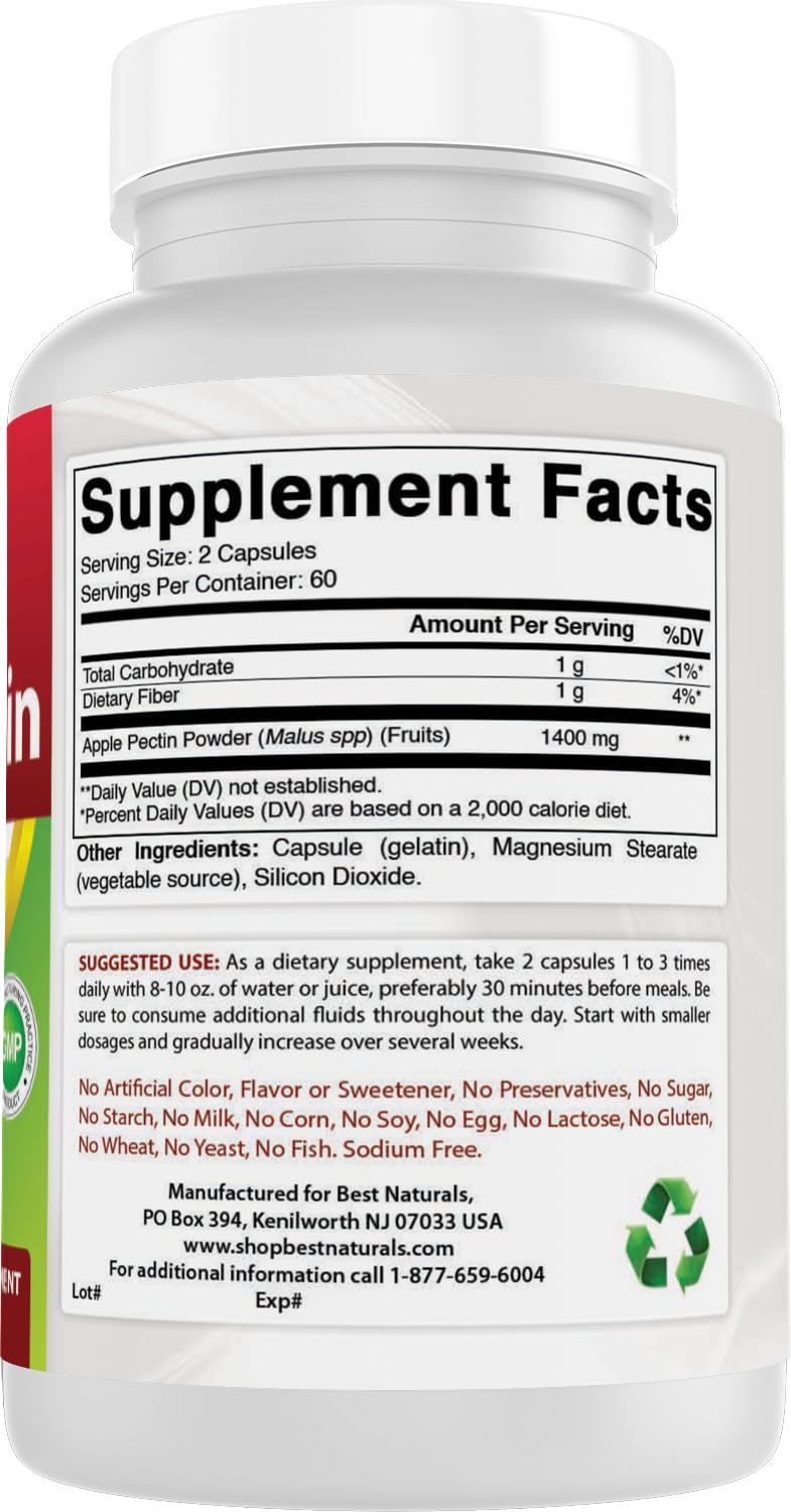 Best Naturals Pectine de Pomme 700 mg, capsule sur fond neutre.