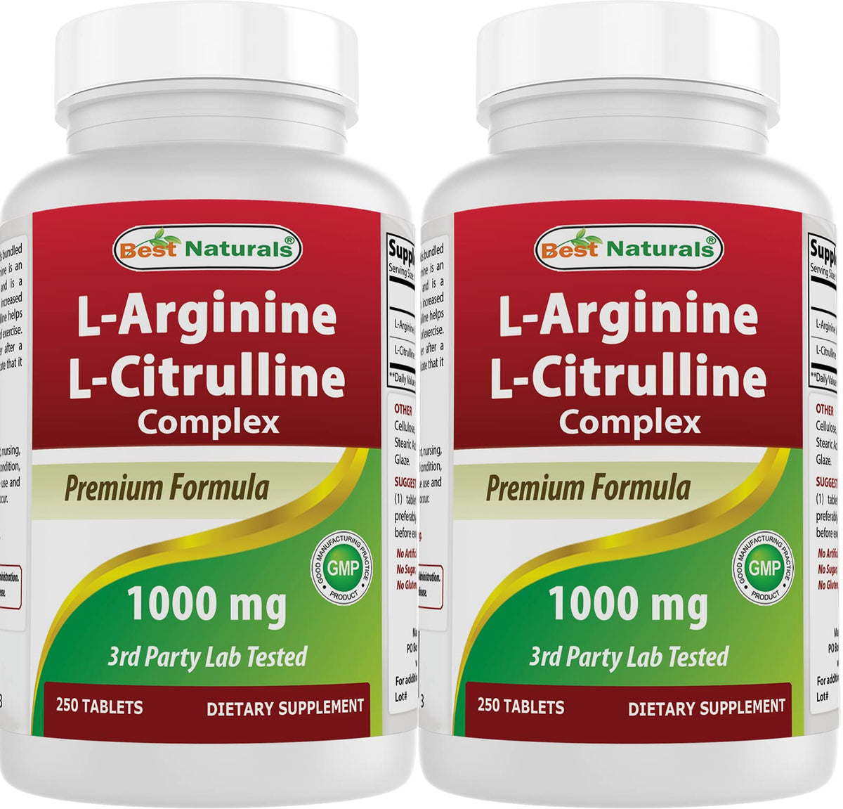 Best Naturals L-Arginine L-Citrulline Complex, flacon, dosage pratique pour les suppléments quotidiens
