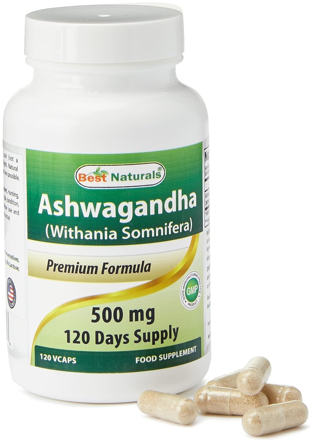 Gélules Best Naturals Ashwagandha avec verre d eau prêt à usage