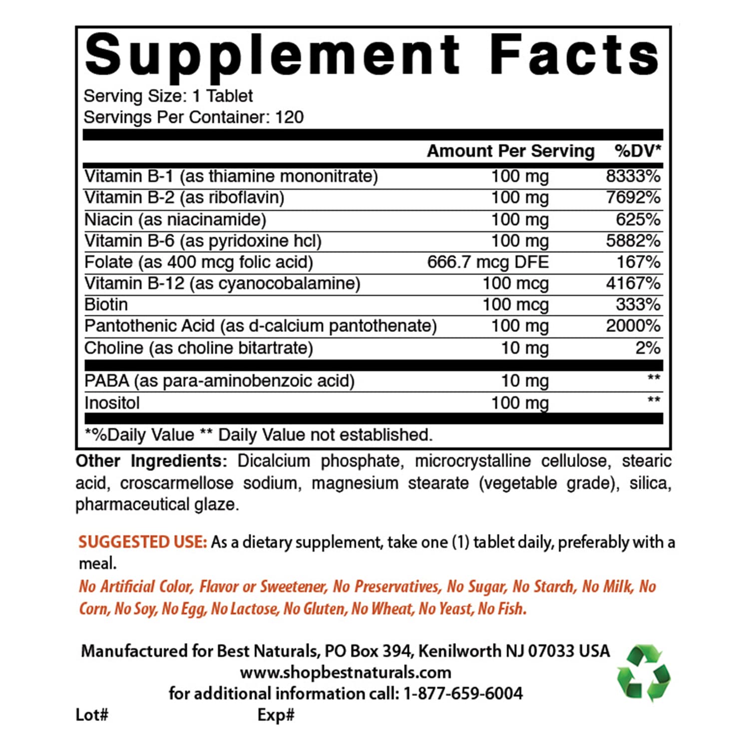 Best Naturals B 100 Complex capsules: dosage simple pour soutenir l'énergie.