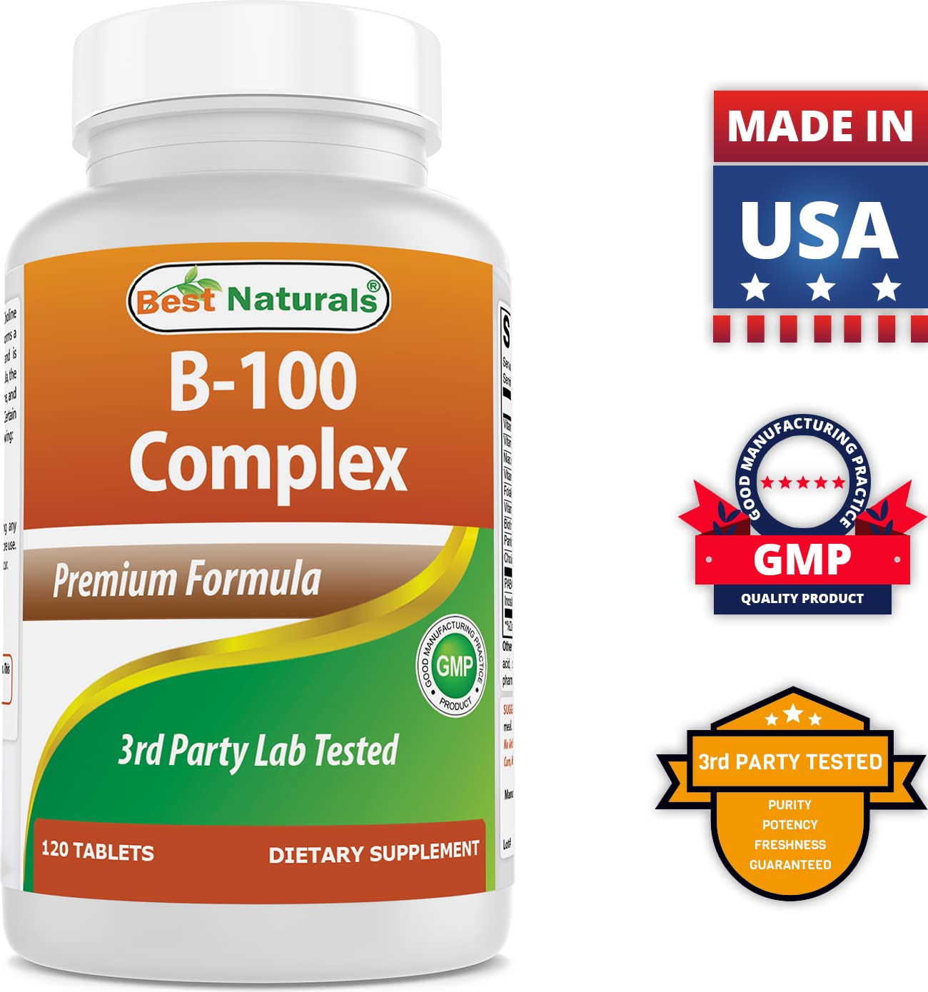 Best Naturals B 100 Complex usage quotidien: soutien nutritionnel pratique.