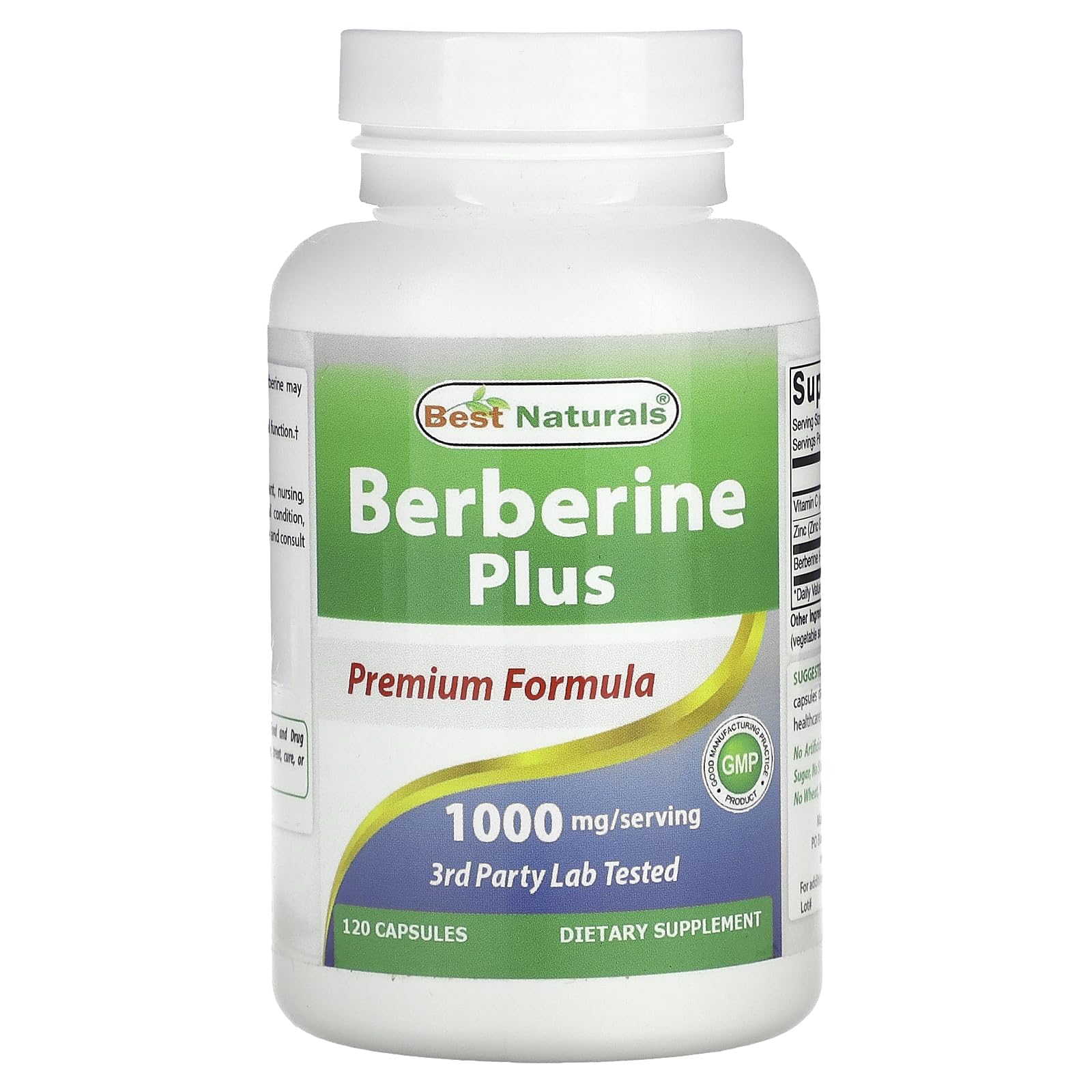 Best Naturals Berberine Plus – Bouteille de 120 capsules, soutien potentiel au métabolisme