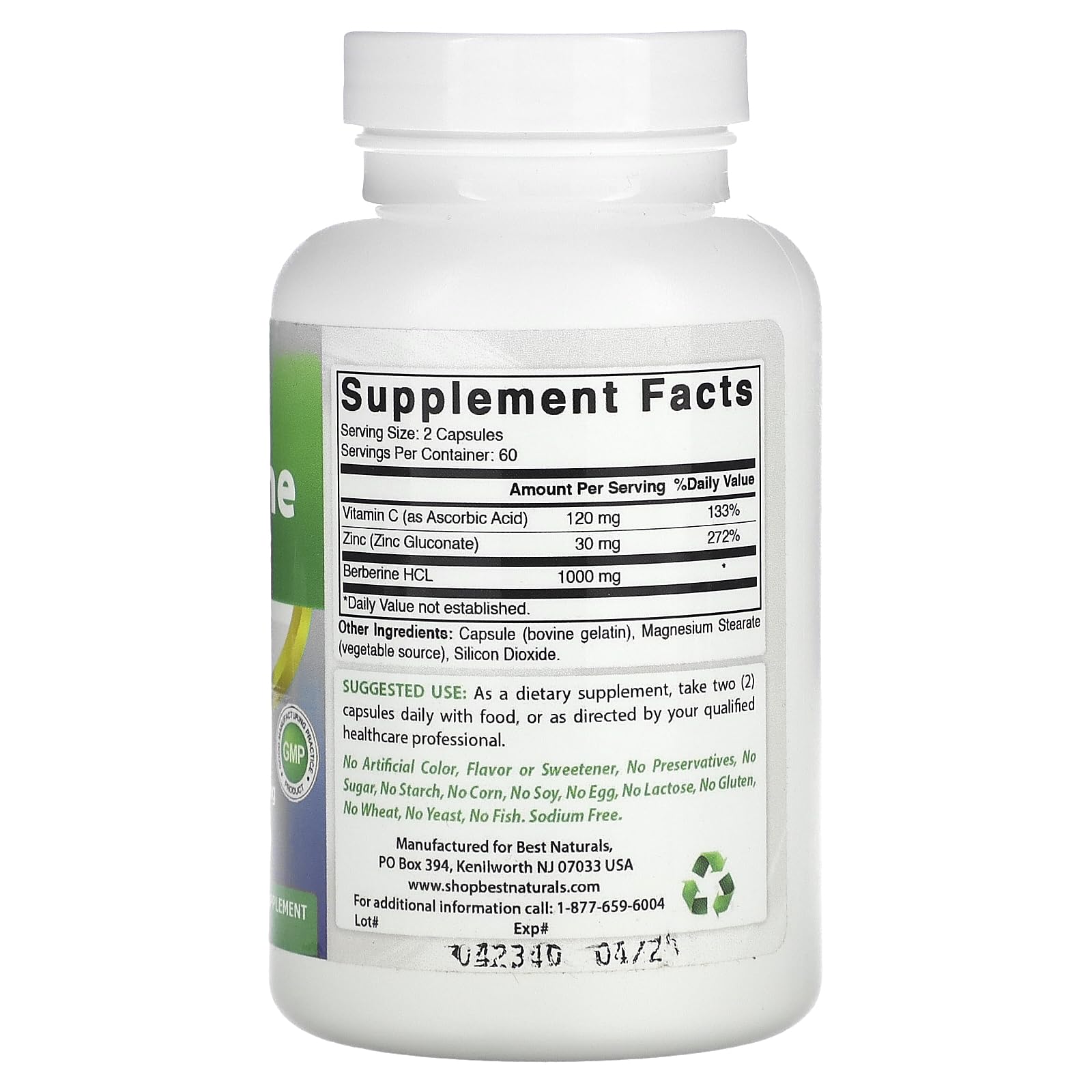 Best Naturals Berberine Plus – Capsules sans OGM et sans gluten, intégration facile à la routine