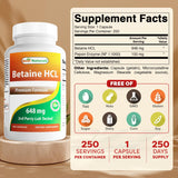 Bouteille Best Naturals Betaine HCL 648 mg, format économique pour routine