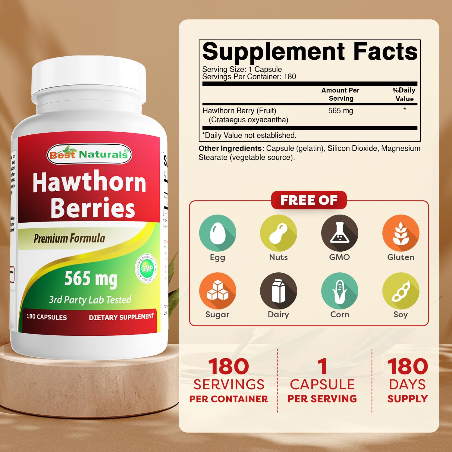 Best Naturals bouteille 180 capsules prête à l’emploi pour votre routine.