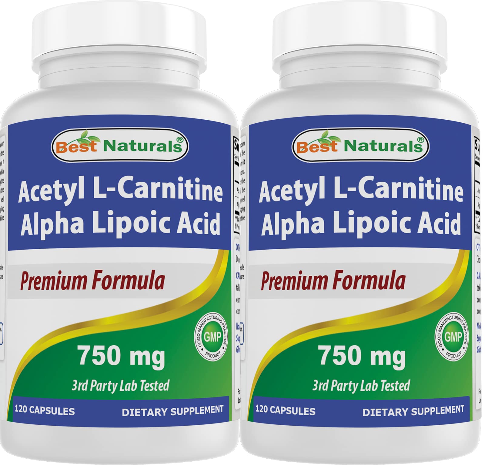 Best Naturals Acetyl L-Carnitine et Acide Alpha-lipoïque, bouteille pratique pour le quotidien.