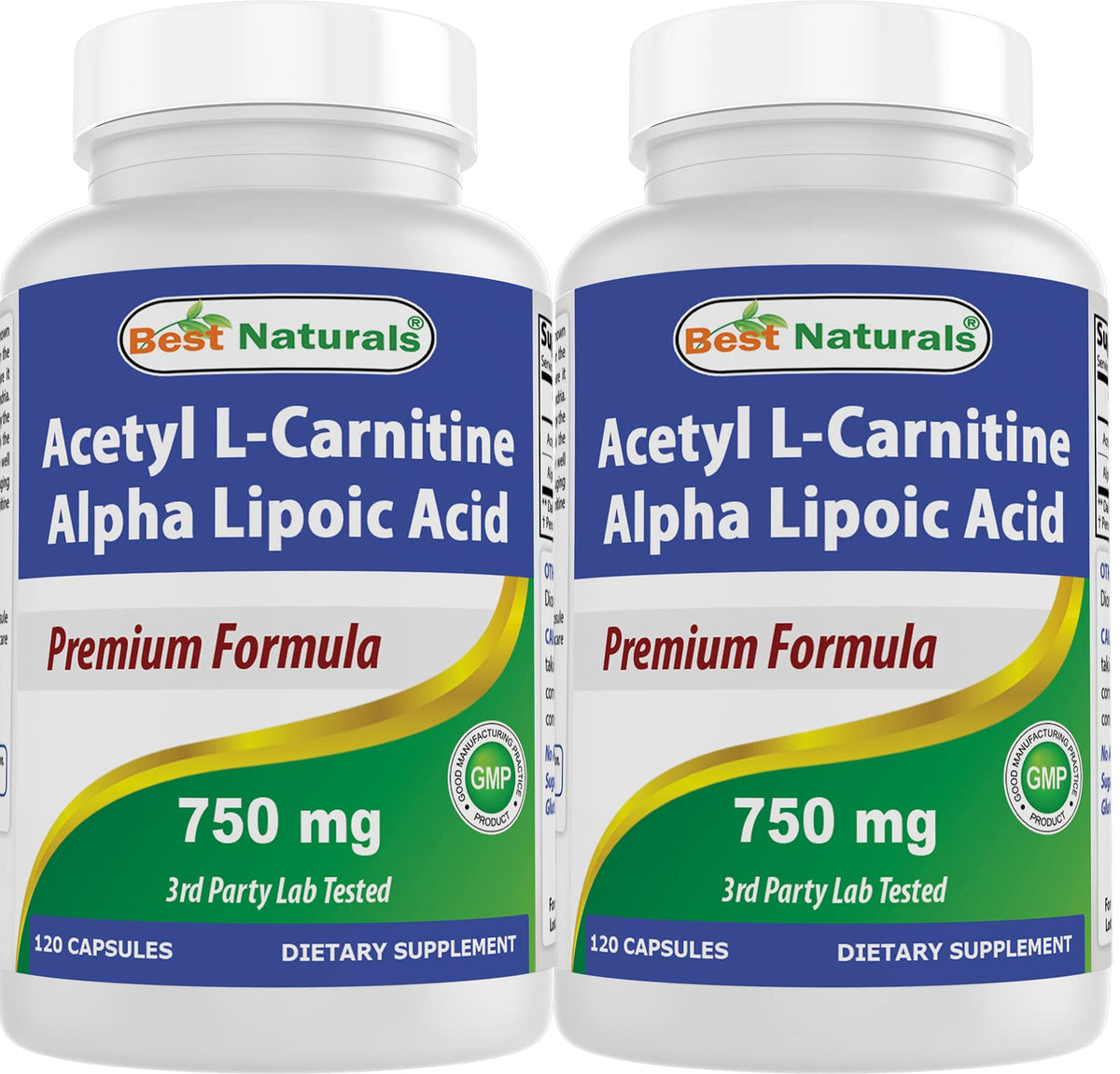 Best Naturals Acetyl L-Carnitine et Acide Alpha-lipoïque, bouteille pratique pour le quotidien.