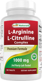 Best Naturals, bouteille de comprimés arginine citrulline, usage quotidien pratique.