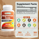 Bouteille Best Naturals Magnésium oxyde 500 mg prête à l'emploi